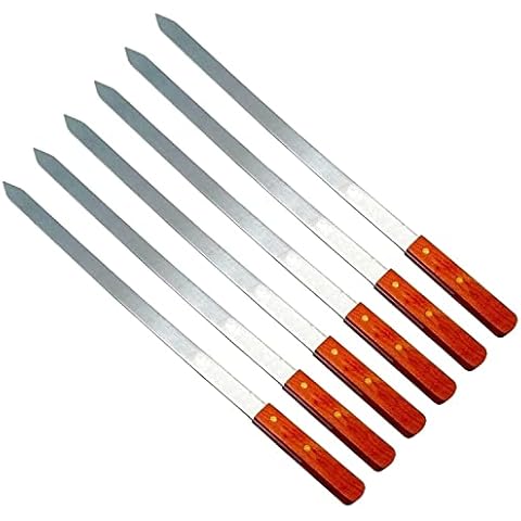 Unique Imports Professional Large 23-Inch Stainless Steel Brazilian Barbeque Style BBQ Skewers (Set of 6, 1 Inch Wide Skewers) Cover