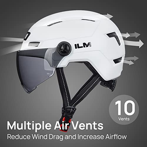 Ilm Adult Bike Helmet With Usb Rechargeable Led Front And Back Light Mountain&Road Bicycle Helmets For Men Women Removable Goggle Cycling Helmet For Commuter Urban Scooter(White, Large/X-Large) #TOP3