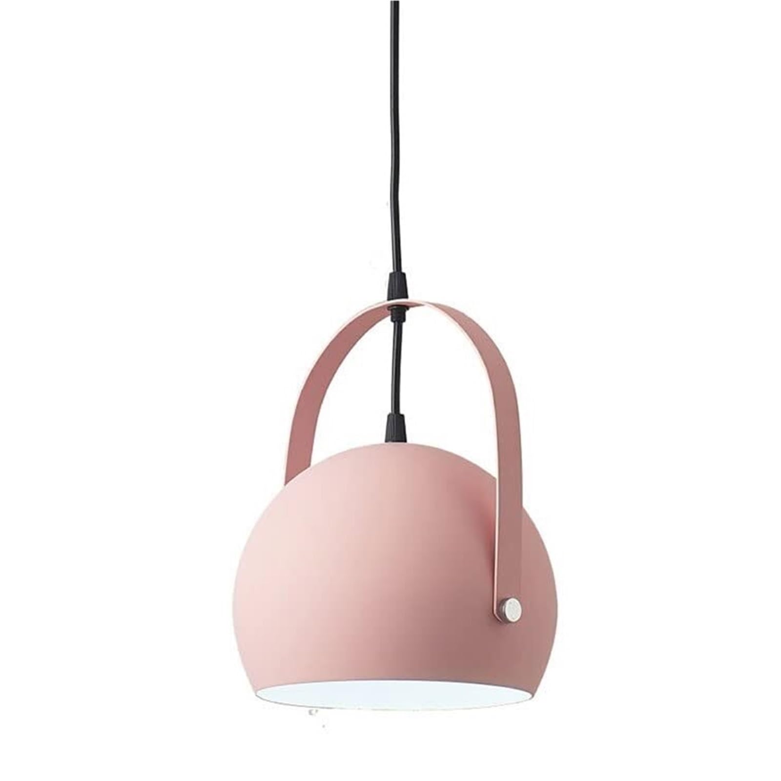 KHUKHU Macaron Color Chandeliers Spherical Hanging Light Modern Geometric Pendant Light Fixture, Nordic Countryside Ceiling Light, for Kitchen Island Dining Room Living Room(Pink,7.8in*10.6in)
