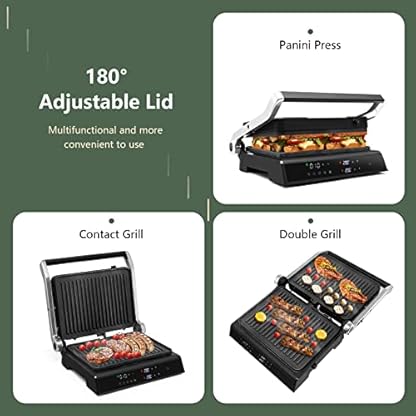 RELAX4LIFE Kontaktgrill 1800W, Elektrogrill Sandwichmaker Paninimaker, Sandwichtoaster 3 in 1, Grilltoaster 90℃-230℃, Indoor Grill mit Antihaftbeschichteten & Abnehmbaren Platten – Bild 3