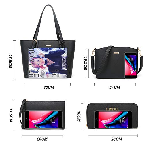 Image of Women Fashion Handbags Wallet Tote Bag Shoulder Bag Top Handle Satchel Purse Set 4pcs