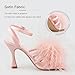BCTEX COLL Women's Heeled Sandals Fluffy Feather Square Open Toe Ankle Strap Sexy Stiletto High Heels for Wedding Party Dance Evening, Pink, Size 8