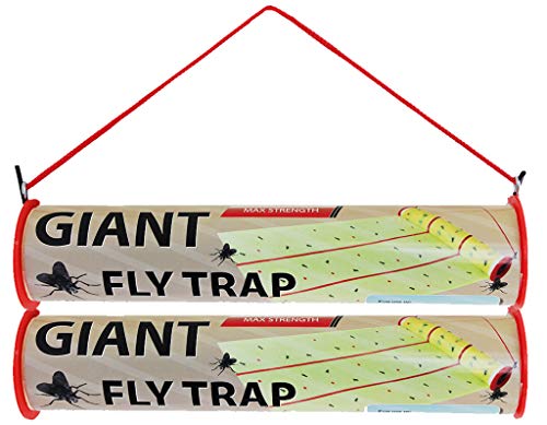 W4W Giant Sticky Fly Trap Roll - MAX Strength - Outdoor/Indoor - Non Toxic - for Flies and Other Bugs (2 Pack- Contains 2 Giant Fly Rolls)