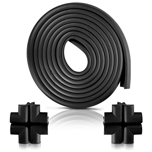 Furniture Edge And Corner Guards | 20.4Ft Protective Foam Cushion | 18Ft Bumper 8 Adhesive Childsafe Corners | Baby Child Proofing Set Nontoxic And Safe For Table, Fireplace, Countertop | Black #TOP21