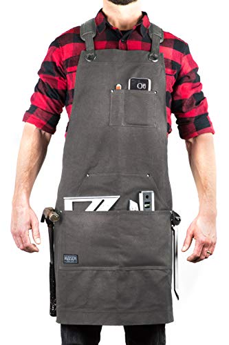 Heavy Duty Waxed Canvas Apron for Men and Women Adjustable Crossback Work Apron with Tool Pockets Water-Resistant - Fits up to XXL Black product thumbnail 13