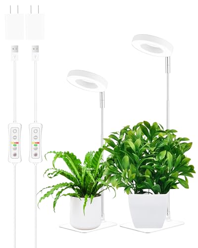 yadoker Halo Plant Grow Light LED Growing Light with Base Full Spectrum for Indoor Plants Height Adjustable Automatic Timer 5V Low Safe Voltage Idea for Small Plants