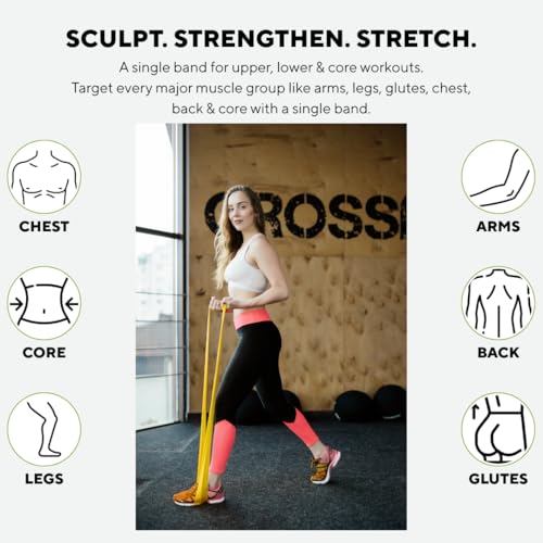 Image of PulseITThera Resistance Bands for Workout. Pilates, Yoga & Home Exercise Bands. Latex Thera Bands for Gym, Strength Training, Stretching & Toning. Fitness Bands for Men & Women (Yellow)