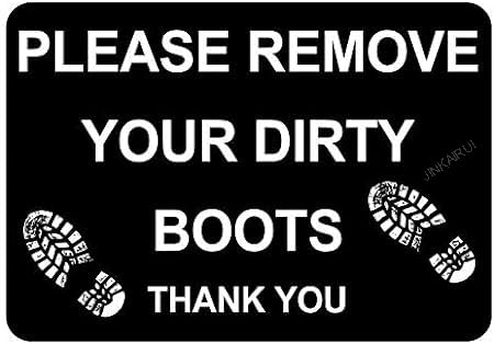 Yivxa Tin-34 Creative Please Remove Your Dirty Boots Thank You Metal Sign Muddy Work Shoes Wipe 8X12inch