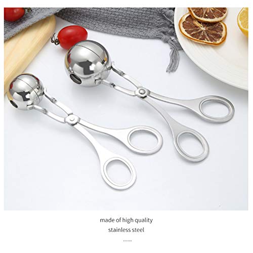 Leefone 2 Pcs Stainless Steel Meat Baller Tongs, Meatball Scoop Maker For Meatball, Cake, Ice Cream, Melon Fruits, Kitchen Tool, Ball Size 1.38" & 1.78" #TOP1