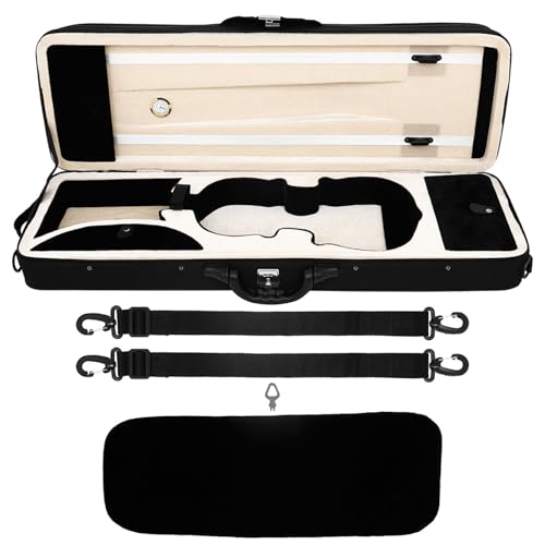 Estuche profesional para violín 4/4 con higrómetro y correa de transporte RETUOLWAG, estuche para instrumentos de cuerda, almacenamiento de accesorios para violín