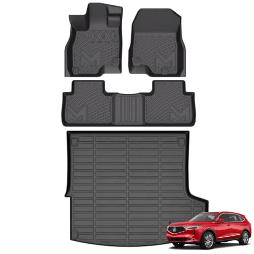 Image of TPE Automotive Floor Mats & Cargo Liner Custom for 2019-2026 Acura RDX, All Weather Cover Protection Waterproof Black Floor Liner Front & Rear Row Full Set Car Mats for 2020 2021 2022 2023 2024, 4PCS