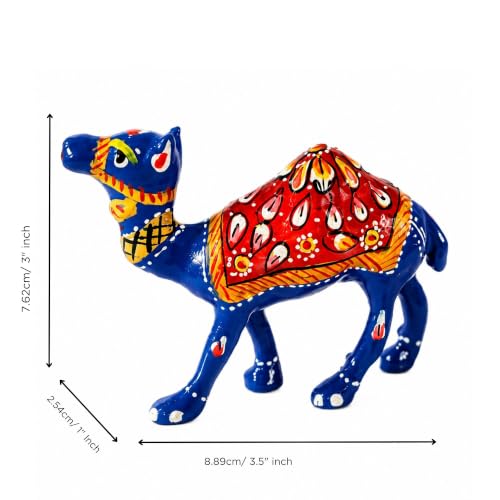 Image of eCraftIndia Handcrafted Multicolor Camel Showpiece for Home Decor | Traditional Rajasthani Painted Camel Figurine | Decorative Table Accent, Office Desk Decor & Ethnic Gifting Item