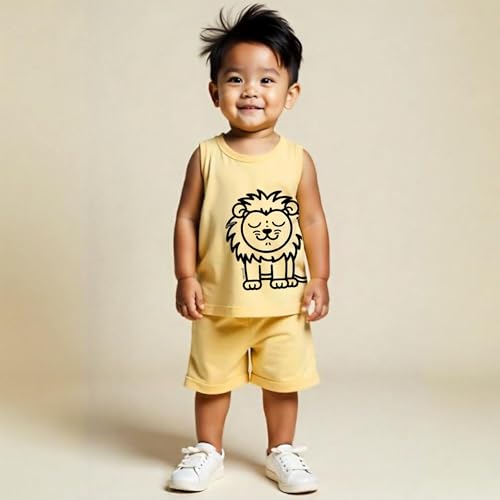 Image of minicult kids Kids Cotton Shorts and Matching Tshirt Coord clothing set with Cute Prints Clothing Set (200gsm Cotton Fabric)(pack of 2)