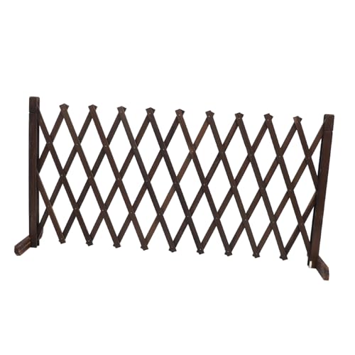 Yctze Clôture de Jardin en Bois Extensible, Hauteur de 70cm, Base Stable Anticorrosion, Bordure Rétractable pour Jardin et Patio