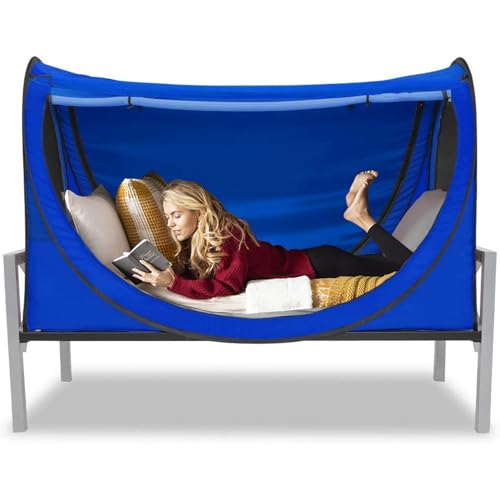Privacy Pop up Eclipse Bed Tent Bed Drapes (Blue, Queen)