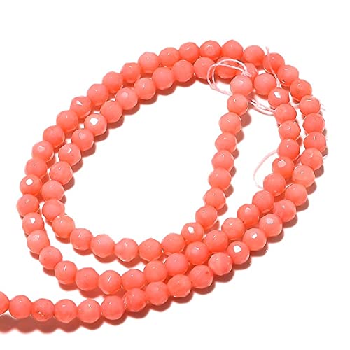 LKBEADS 10 pasm całych koralowych koralików, fasetowane koralowe okrągłe koraliki, okrągłe koraliki 4 mm, różowy koral naszyjnik, 38 cm