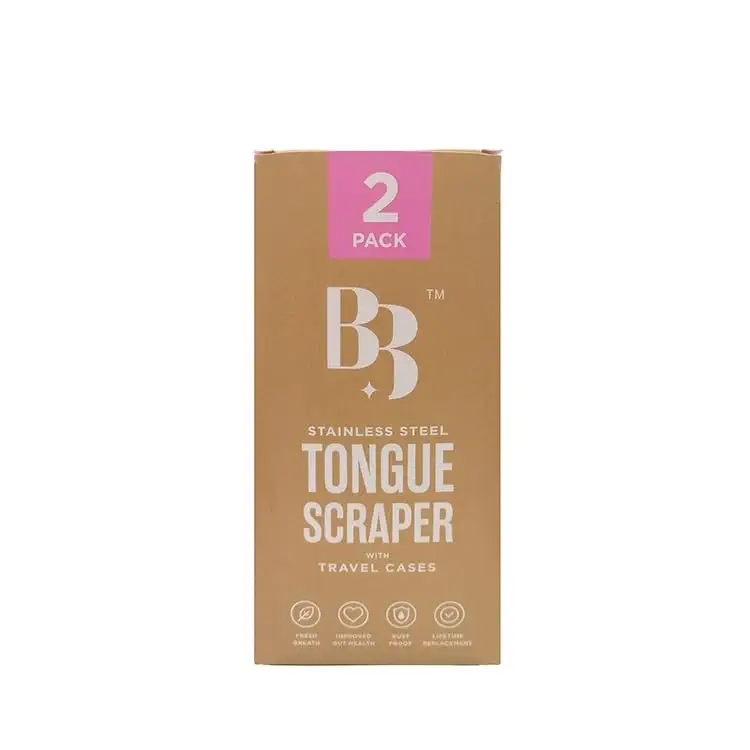BIJOU BIJOU - Premium Stainless Steel Tongue Scraper (2 pack w/traveling cases) Reusable and Eco Friendly