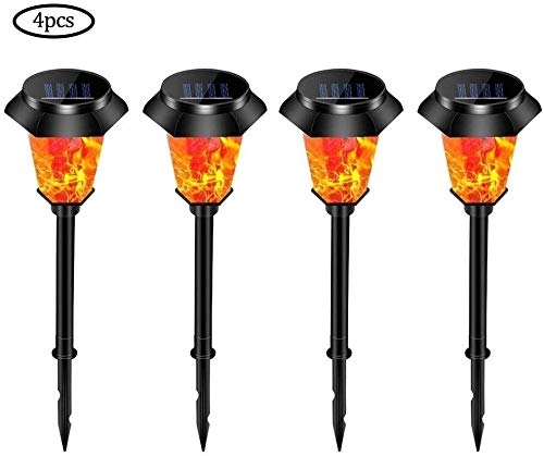 Preisvergleich Produktbild Gungungun 4 Stück Flammenlicht Gartenfackeln IP65 Wasserdicht Solar Flamme Fackeln Lichter Solarleuchten Mit Realistischen Flammen Automatische EIN / Aus Solarlampen Für Außen
