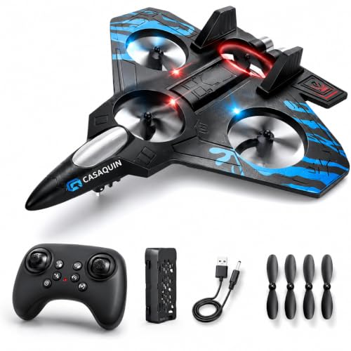 Image of Casaquin RC Fighter Jet for Kids, 2.4GHz Remote Control Airplane with Gyro Stabilization, Durable Lightweight EPP Foam Build, Ready to Fly, Multicolor, Standard Size