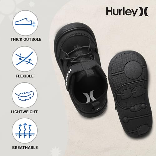 Hurley Kid's Toddlers Water Shoes, Extra Strength Outsole Water Shoes for Boys and Girls, Lightweight Closed Toe Sandals, Beach Shoes with Adjustable Upper-for Outdoors, Water Play and Pool Dylan 5