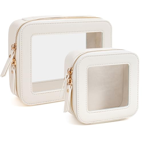 FFpaw Clear Makeup Bag Set, TSA Approved Toiletry Bag Travel Makeup Bag Clear Cosmetic Travel Bag Small Makeup Bag Organizer Waterproof Portable Car Essentials for Women