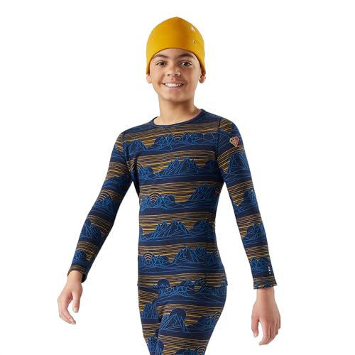 SmartWool Unisex Mid 250 Crew (Toddler/Little Kid/Big Kid) Deep Navy Geo Peaks Medium