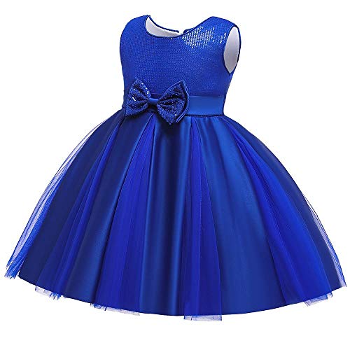 Dressy Daisy Girls' Sequin Wedding Flower Girls Tulle Dresses Pageant Gown Special Occasion Fancy Party Outfit Size 5 Royal Blue 428 #TOP2