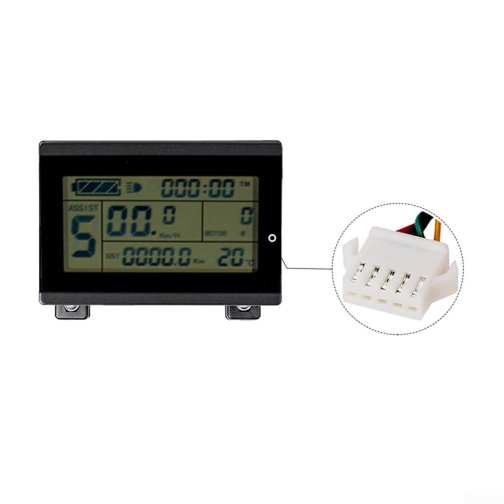 DAZZLEEX E-Bike Compteur de vitesse avec écran LCD polyvalent pour vélo électrique avec prise USB Compatible avec systèmes 24/36/48 V