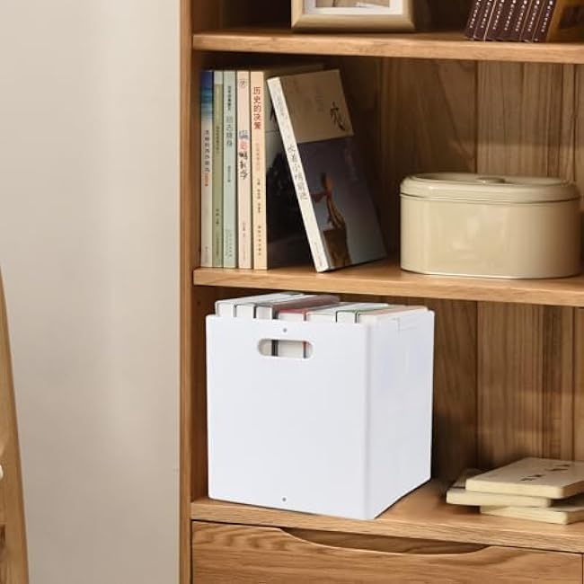 4-Pack Collapsible Plastic Storage Cube Bins, Foldable Cube Storage Bin, White