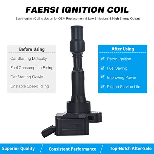 FAERSI Ignition Coil for Hyundai Elantra Sonata Kona Veloster, Kia Forte Optima 2.0L L4 - UF816, GN10877 - Thumbnail 3