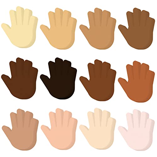 84 Pcs Hand Cutouts Skin Color Construction Paper Handprint Accents Multicultural Paper Name Tags Labels Bulletin Board Classroom Decoration for DIY Craft Teacher Back to School Party Supplies