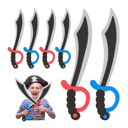Relaxdays Piratensäbel Schaumstoff 8er Set Karneval Fasching Halloween für Kinder Piratenschwert 41 cm lang bunt