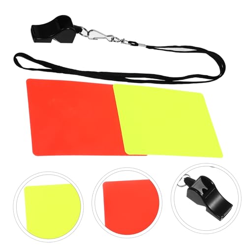 Kit de árbitro de fútbol con tarjetas roja y amarilla, silbato y cordón miniatura 2
