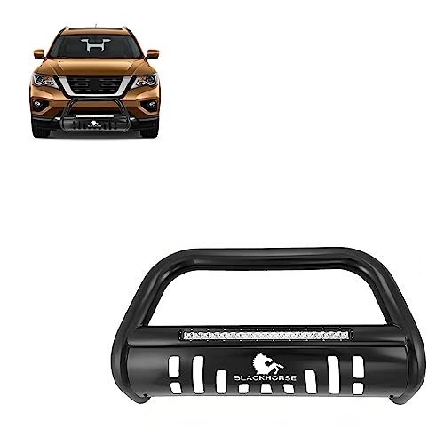 Image of Black Horse Beacon Bull Bar Skid Plate Black Compatible with 2013-2021 Nissan Pathfinder-BE-A1802B