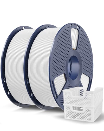 Image of SUNLU PLA+2.0 Filament 1.75mm White 2KG, High Speed PLA Plus2.0 Tougher and Stronger 3D Printer Filament Dimensional Accuracy + /- 0.02mm, 2 Pcs 1kg Spool(2.2lbs) Fits for Most FDM 3D Printers