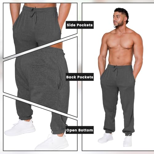 Image of UNIQUE STYLES ASFOOR Mens Sweatpants Fleece Lined with Pockets Open Bottom with Drawstring Waistband