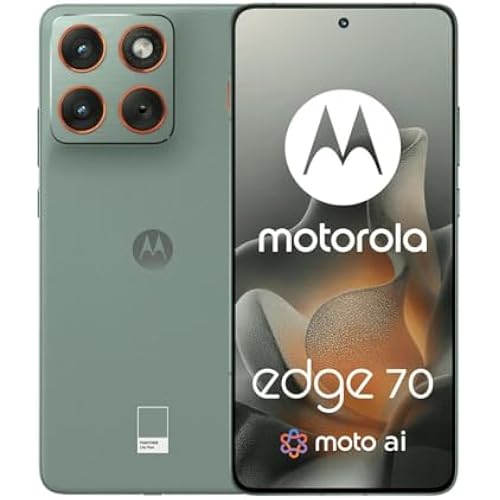 Motorola Moto Edge 70 5G Ai (Compatible with Tmobile Mint Tello & Global) (512GB+12GB) NFC 50MP 4K Triple Cam Dual Sim 6.67" Curved XT2601-3 Latino American Version (Pantone Lily Pad (Olivo))