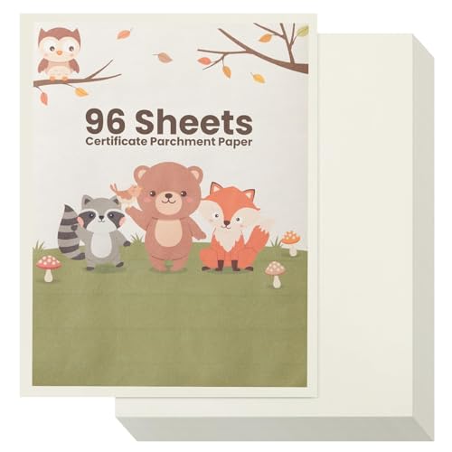 Certificate Parchment Paper 8.5 x 11 Inch – 96 Sheets Textured White Printer Paper for Certificates, Diplomas, Awards, Invitations, Resumes & Menus – Premium 90 GSM Letter-Size Stationery