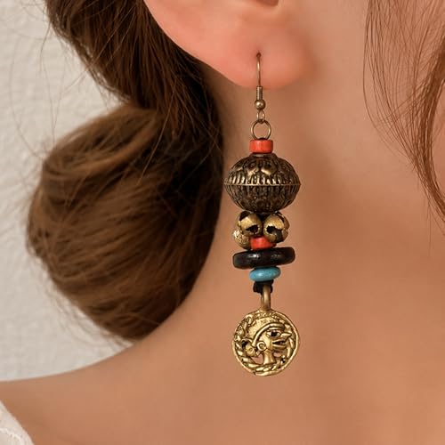 Image of Handcrafted Tribal & Dhokra Art Earrings Collection for Women - Royal Boho Statement Designs in Brass, Wooden, Beaded & Geometric Styles