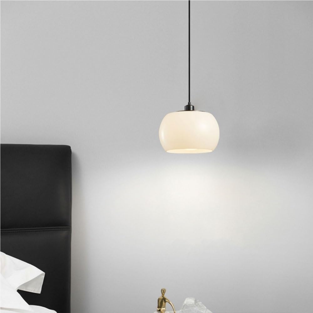 Nordycka nowoczesna lampa wisząca jednogłowicowa mlecznobiała kryształowa lampa wisząca w stylu wiejskim z podstawą E26 szczotkowany mosiądz przemysłowy lampa wisząca z regulowanym kablem do jadalni