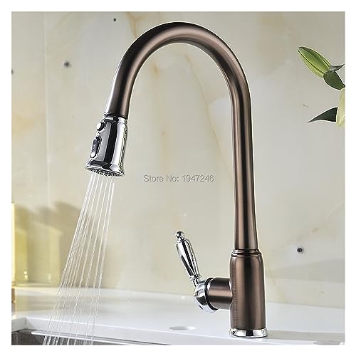 Robinet de cuisine avec douchette rétractable pour évier et bar en laiton