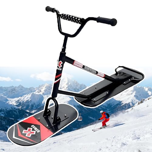 Sushangmao Nuevo Patinete De Nieve para Adultos Y Adolescentes, con Doble Cuchilla, Esquí Trasero Giratorio, Estructura Robusta, Capacidad De 150 Kg, para Senderos De Travesía B