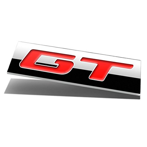 Auto Dynasty Chrome Finish Metal Emblem GT Badge (Red Letter)