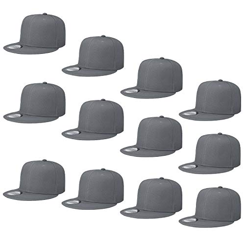 Image of Falari Wholesale 12 Pack Snapback Hat Cap Hip Hop Style Flat Bill Blank Solid Color Adjustable Size