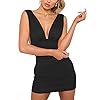 GOBLES Women's Sexy Bodycon Sleeveless Ruched Party Mini Cocktail Dress Black