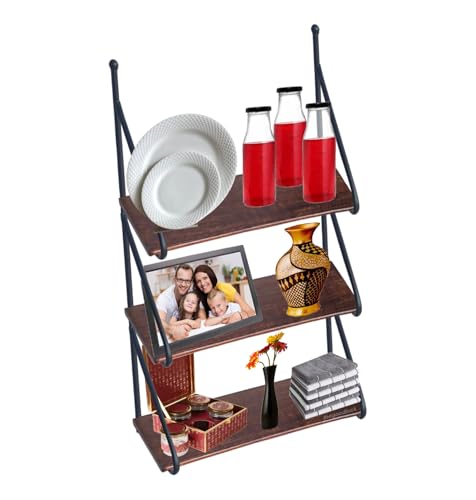Image of Wall Mount Floating Shelves for Books Shelf, Antiques, Organizer, Storage - DIY - MDF (Solid Wood-Steel 1 Shelf)