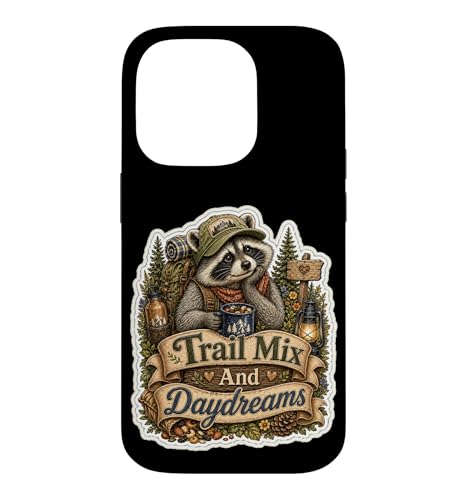 Trail Mix And Daydreams raccoon hiker snacks outdoorsy �X�}�z�P�[�X iPhone 14 Pro �p