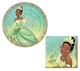 Princess and The Frog's Princess Tiana Themed Party Supplies: Bundle Includes: Round Dinner Plates a