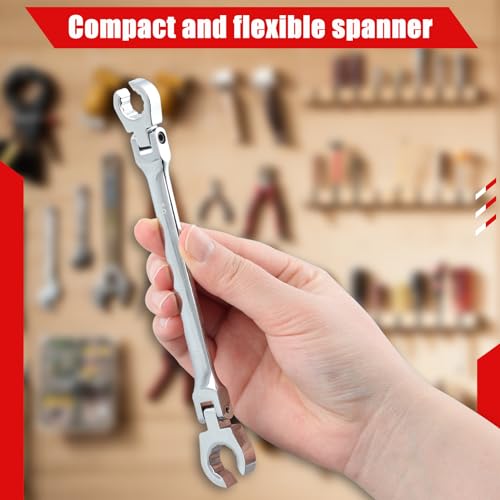 Image of Flex Head Flare Nut Wrench 10 * 12mm Flare Nut Wrench Set Metric Flare Tool Double Flexible Flare Nut Line Wrench Flare Tool Flex Tools 40Cr for Automotive Repairs Plumbing Repairs