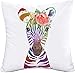 Xihomeli Super miękkie poszewki na poduszki 45 x 45 cm akwarela kolorowe zwierzę zebra z vintage kwiat róży kwiaty liście poszewka na poduszkę dom wiejski dekoracyjny najlepszy prezent dla dzieci (kolor: zebra)